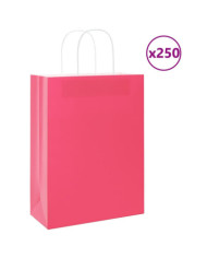 Sacs en papier 250 pcs avec poignées rose 26x12x35 cm | Mobilier & Déco