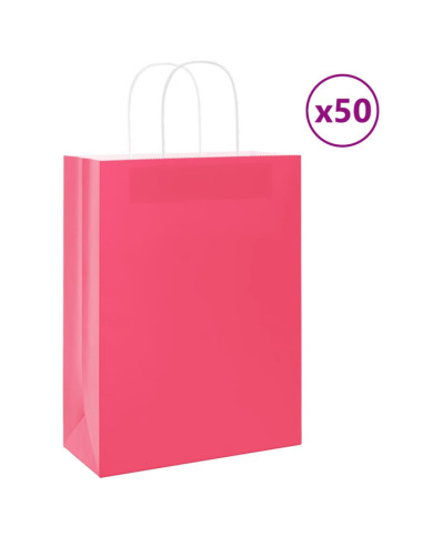 Sacs en papier 50 pcs avec poignées rose 26x12x35 cm | Mobilier & Déco