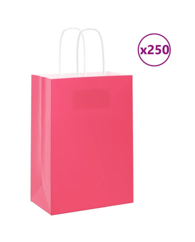 Sacs en papier 250 pcs avec poignées rose 15x8x21 cm | Mobilier & Déco