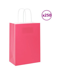 Sacs en papier 250 pcs avec poignées rose 15x8x21 cm | Mobilier & Déco