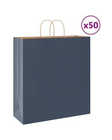 Sacs en papier 50 pcs avec poignées bleu 45x17x48 cm | Mobilier & Déco