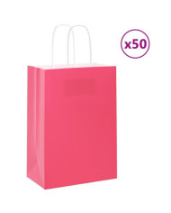 Sacs en papier 50 pcs avec poignées rose 15x8x21 cm | Mobilier & Déco