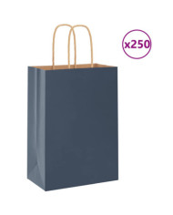 Sacs en papier 250 pcs avec poignées bleu 15x8x21 cm | Mobilier & Déco