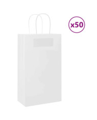 Sacs en papier 50 pcs avec poignées blanc 21x11x36 cm | Mobilier & Déco