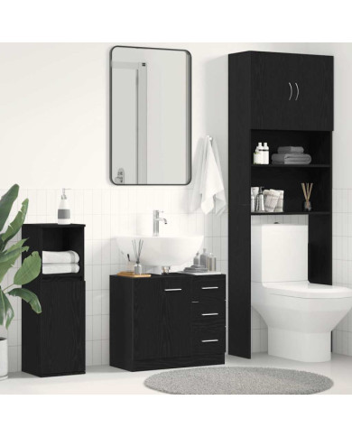 Armoire d'évier chêne noir 63x30x54 cm Bois d'ingénierie | Mobilier & Déco