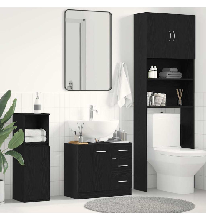 Armoire d'évier chêne noir 63x30x54 cm Bois d'ingénierie | Mobilier & Déco