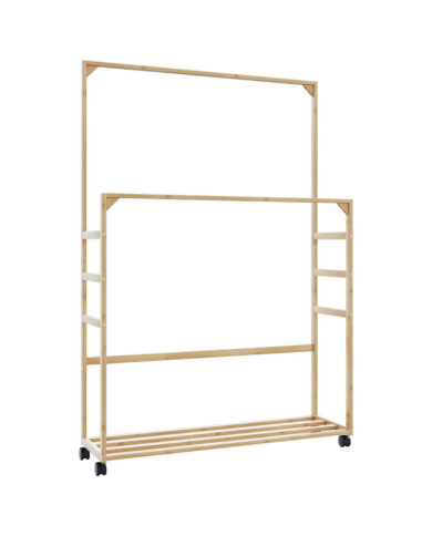 Porte-vêtements et étagères et roulettes 90x35x155 cm bambou | Mobilier & Déco