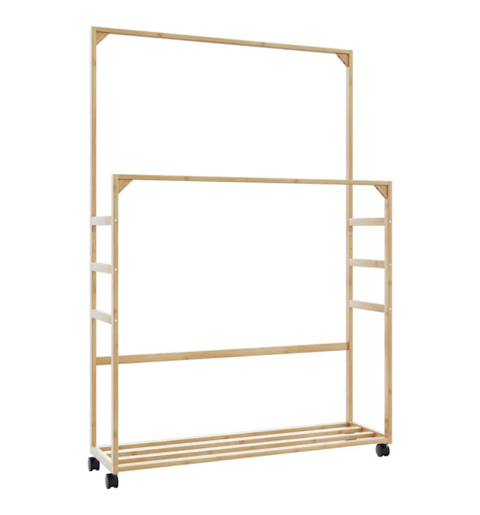 Porte-vêtements et étagères et roulettes 90x35x155 cm bambou | Mobilier & Déco