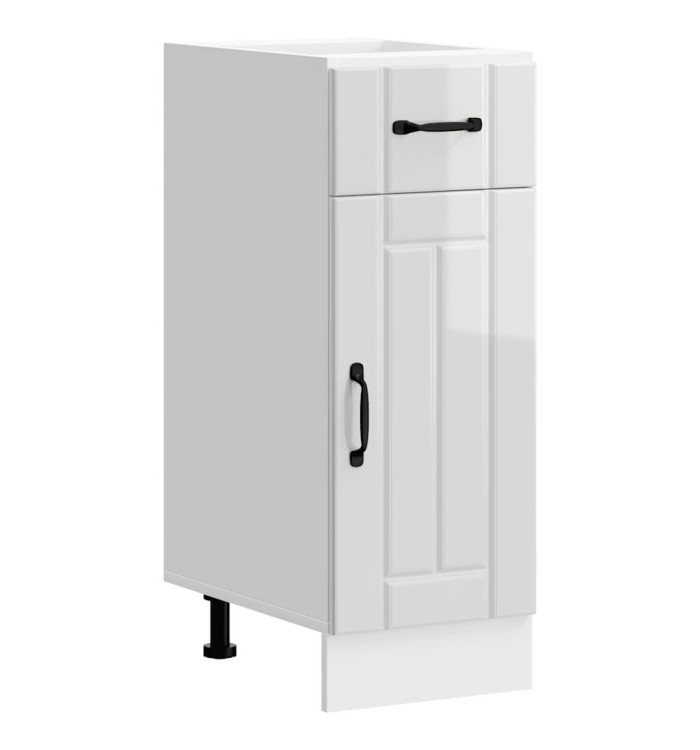 Armoire de cuisine Lucca blanc brillant bois ingénierie | Mobilier & Déco