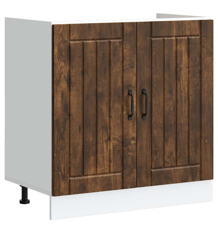 Meuble de base de lavabo Lucca chêne fumé bois d'ingénierie | Mobilier & Déco