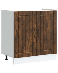 Meuble de base de lavabo Lucca chêne fumé bois d'ingénierie | Mobilier & Déco