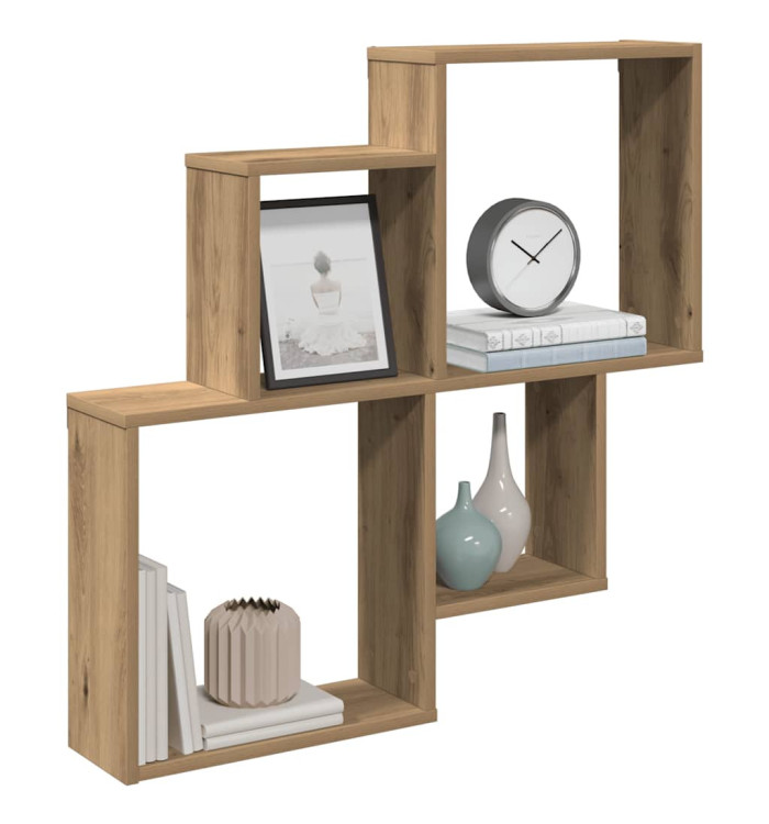 Étagère murale chêne artisanal 80x15x78,5 cm bois d'ingénierie | Mobilier & Déco