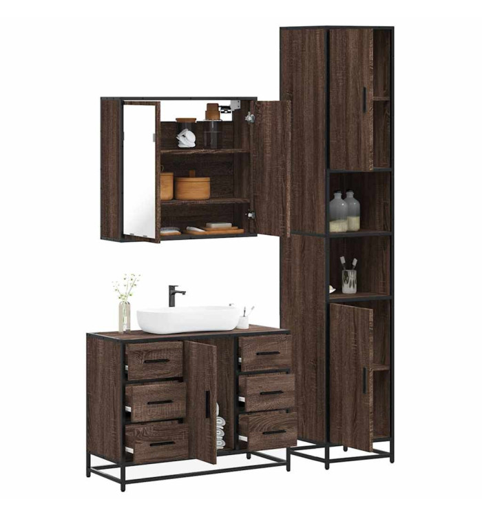 Ensemble de meubles de salle de bain 3 pcs Chêne marron | Mobilier & Déco