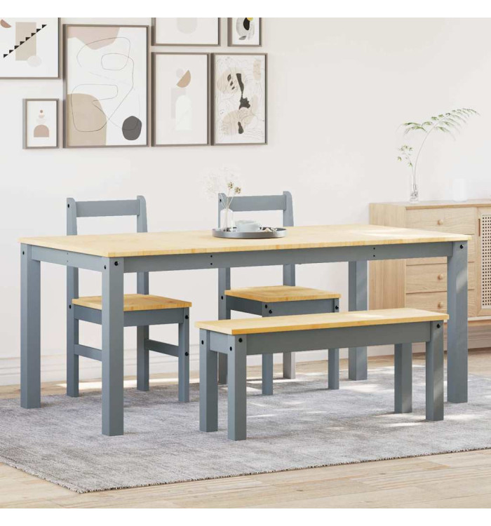 Ensemble à manger Panama 4 pcs gris bois de pin massif | Mobilier & Déco