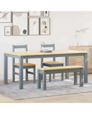 Ensemble à manger Panama 4 pcs gris bois de pin massif | Mobilier & Déco