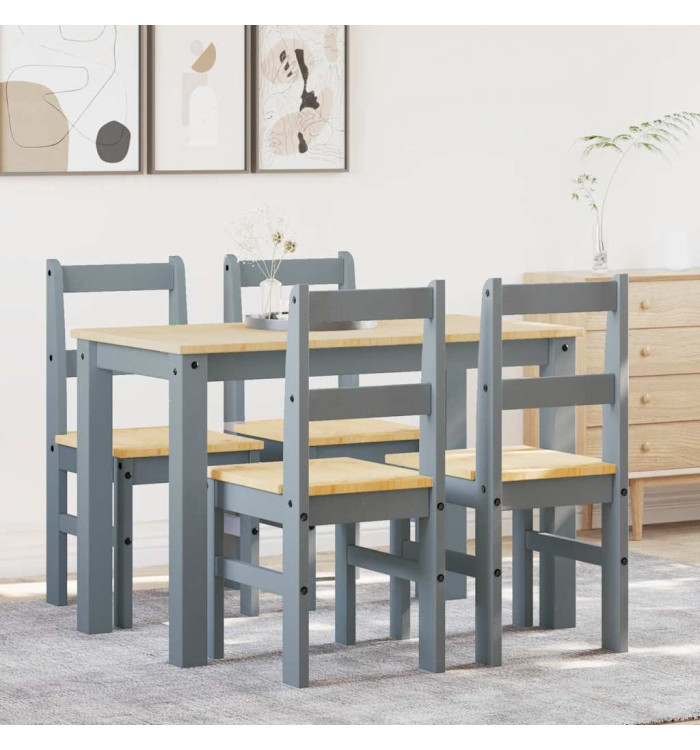 Ensemble à manger Panama 5 pcs gris bois de pin massif | Mobilier & Déco