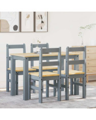 Ensemble à manger Panama 5 pcs gris bois de pin massif | Mobilier & Déco