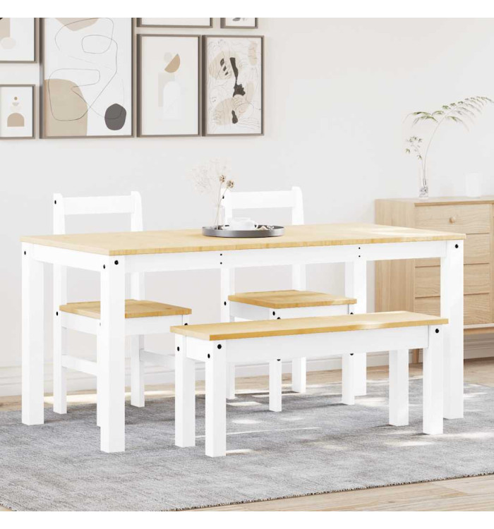 Ensemble à manger Panama 4 pcs blanc bois de pin massif | Mobilier & Déco