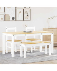 Ensemble à manger Panama 4 pcs blanc bois de pin massif | Mobilier & Déco
