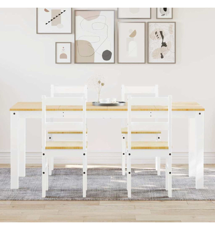 Ensemble à manger Panama 5 pcs blanc bois de pin massif | Mobilier & Déco