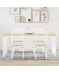 Ensemble à manger Panama 5 pcs blanc bois de pin massif | Mobilier & Déco