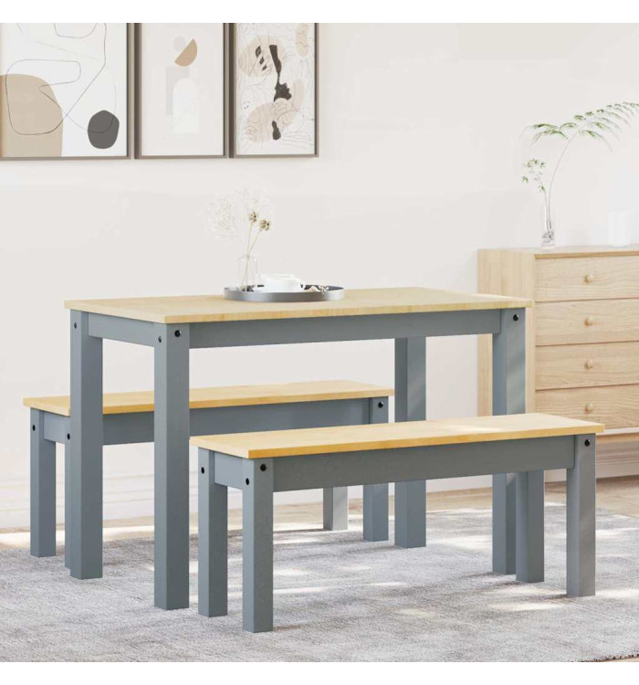 Ensemble à manger Panama 3 pcs gris bois de pin massif | Mobilier & Déco