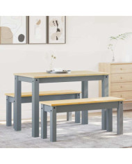 Ensemble à manger Panama 3 pcs gris bois de pin massif | Mobilier & Déco