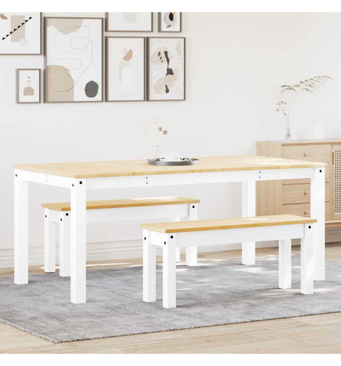 Ensemble à manger Panama 3 pcs blanc bois de pin massif | Mobilier & Déco