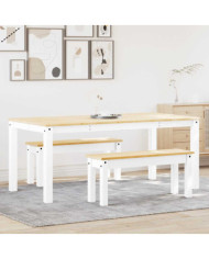 Ensemble à manger Panama 3 pcs blanc bois de pin massif | Mobilier & Déco