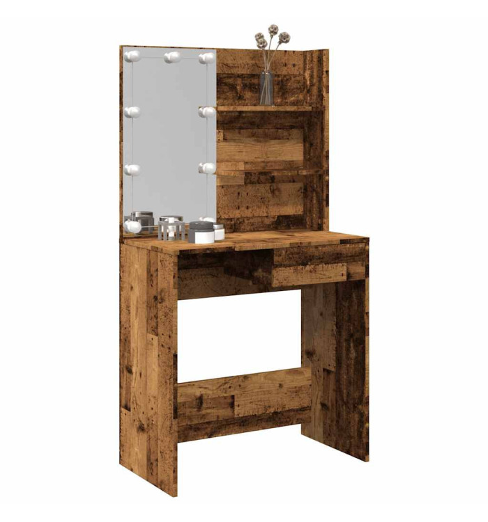 Coiffeuse avec LED vieux bois 74,5x40x141 cm | Mobilier & Déco