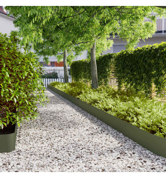 Bordures pelouse 10pcs vert olive 20x103cm acier laminé à froid | Mobilier & Déco