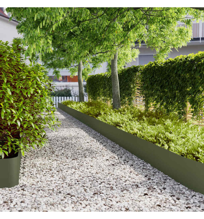 Bordures pelouse 10pcs vert olive 25x103cm acier laminé à froid | Mobilier & Déco
