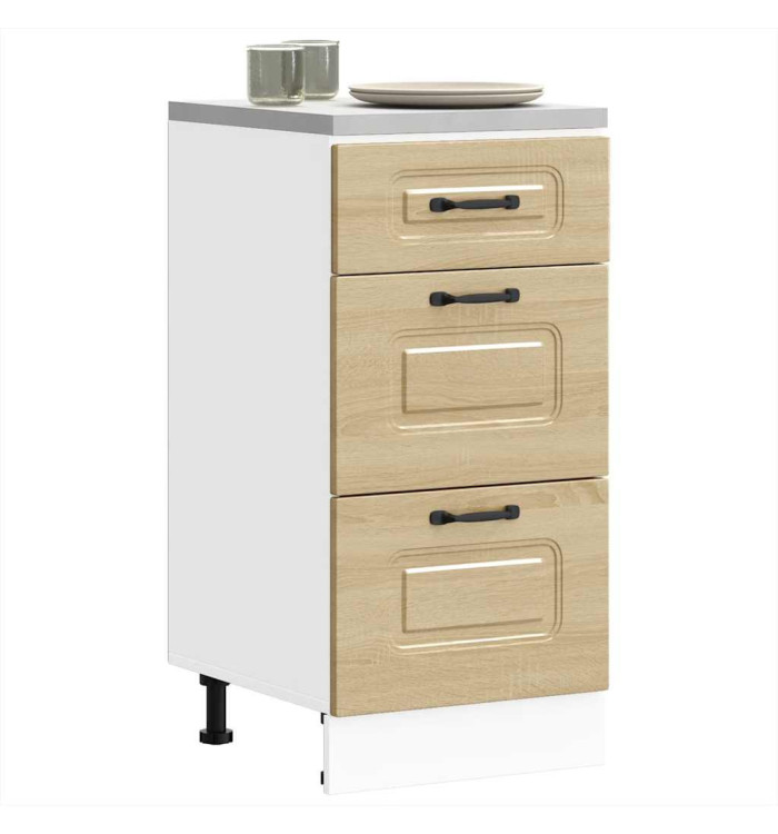 Armoire de cuisine Kalmar blanc brillant bois ingénierie | Mobilier & Déco