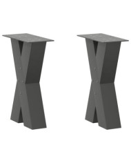 Pieds de table basse en forme de X, 2 pièces, anthracite, 38 x (42-43) cm, acier | Mobilier & Déco