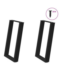 Pieds de table à manger en U 2 pièces Noir 60 x (72-73) cm Acier | Mobilier & Déco