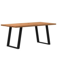 Table à manger marron clair bois de chêne massif rectangulaire | Mobilier & Déco