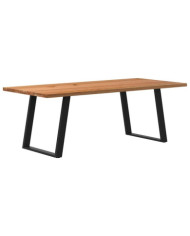 Table à manger marron clair bois de chêne massif rectangulaire | Mobilier & Déco