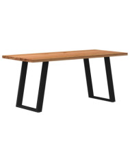 Table à manger marron clair bois de chêne massif rectangulaire | Mobilier & Déco