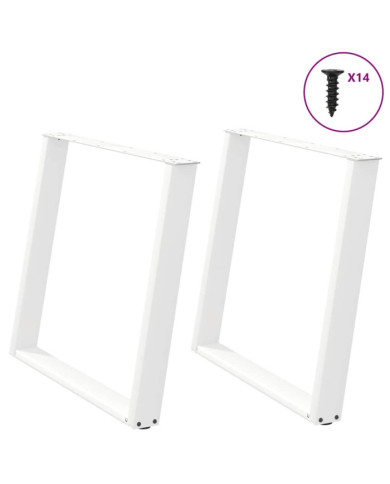 Pieds de table à manger en U 2 pièces Blanc 100 x (72-73) cm Acier | Mobilier & Déco