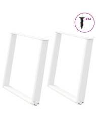 Pieds de table à manger en U 2 pièces Blanc 100 x (72-73) cm Acier | Mobilier & Déco
