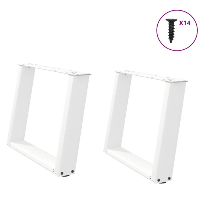 Pieds de table basse en U 2 pièces Blanc 60 x (42-43) cm Acier | Mobilier & Déco