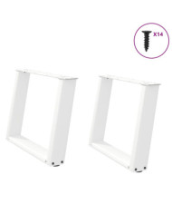 Pieds de table basse en U 2 pièces Blanc 60 x (42-43) cm Acier | Mobilier & Déco