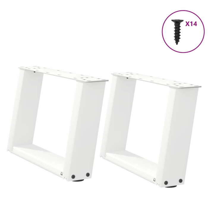 Pieds de table basse en U 2 pièces Blanc 40 x (30-31) cm Acier | Mobilier & Déco