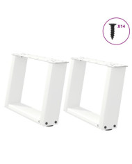 Pieds de table basse en U 2 pièces Blanc 40 x (30-31) cm Acier | Mobilier & Déco