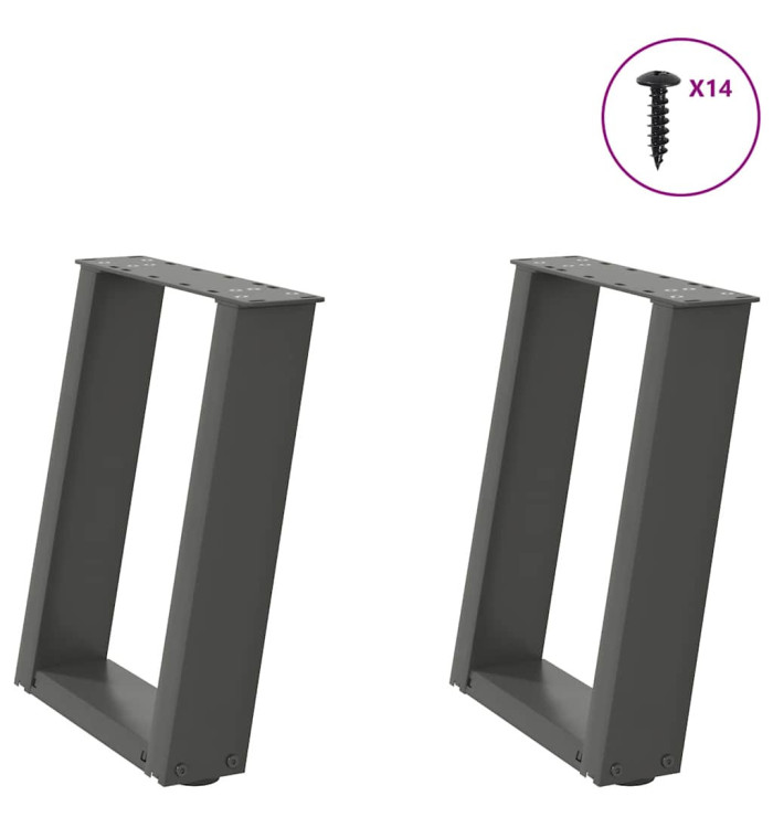 Pieds de table basse en U 2 pièces Anthracite 38 x (42-43) cm Acier | Mobilier & Déco