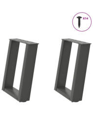 Pieds de table basse en U 2 pièces Anthracite 38 x (42-43) cm Acier | Mobilier & Déco