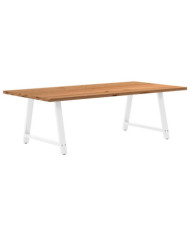 Table à manger marron clair bois de chêne massif rectangulaire | Mobilier & Déco
