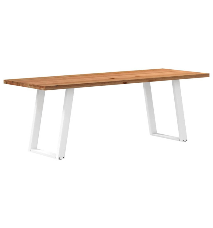 Table à manger marron clair bois de chêne massif rectangulaire | Mobilier & Déco