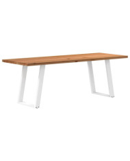 Table à manger marron clair bois de chêne massif rectangulaire | Mobilier & Déco