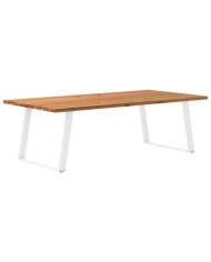 Table à manger marron clair bois de chêne massif rectangulaire | Mobilier & Déco